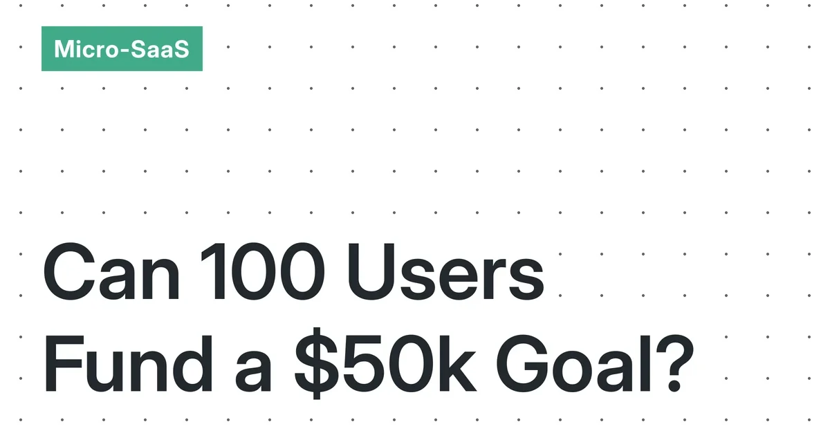 The 2026 Micro-SaaS Goal Calculator: Can 100 Users Fund a One-Time $50k Financial Milestone?