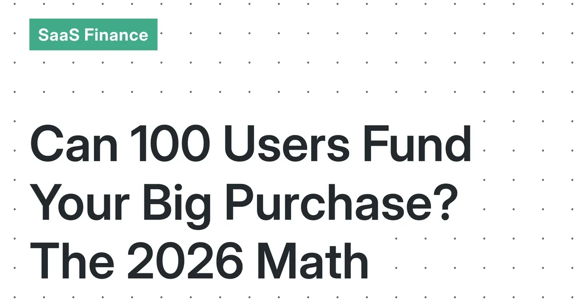 The 2026 Micro-SaaS Capital Expenditure Test: Can 100 Users Fund a Major One-Time Purchase for a Solo Founder?